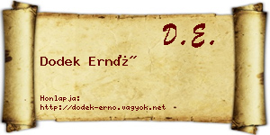Dodek Ernő névjegykártya